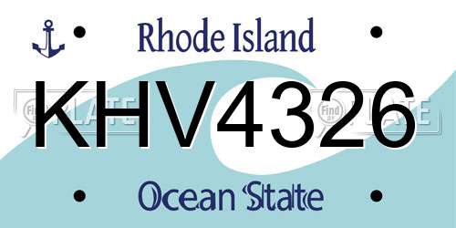 KHV4326 Rhode Island License Plate