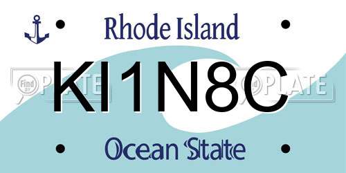 KI1N8C Rhode Island License Plate