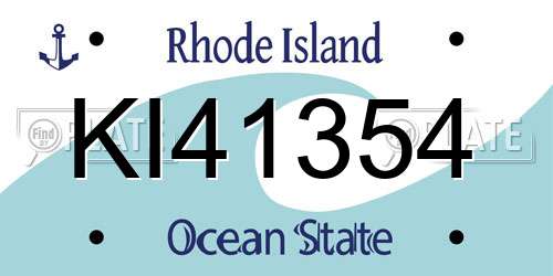 KI41354 Rhode Island License Plate