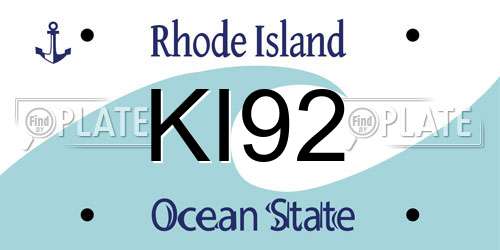 KI92 Rhode Island License Plate