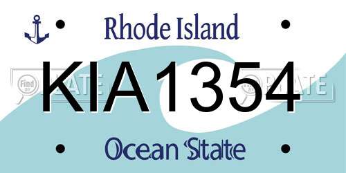 KIA1354 Rhode Island License Plate