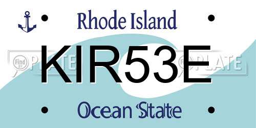 KIR53E Rhode Island License Plate
