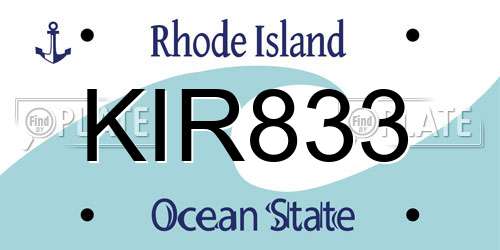 KIR833 Rhode Island License Plate