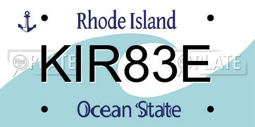 KIR83E Rhode Island License Plate