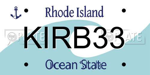 KIRB33 Rhode Island License Plate