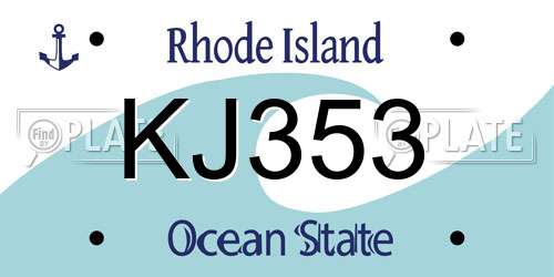 KJ353 Rhode Island License Plate