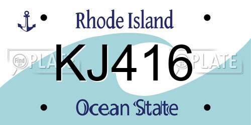 KJ416 Rhode Island License Plate