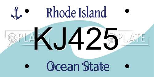 KJ425 Rhode Island License Plate