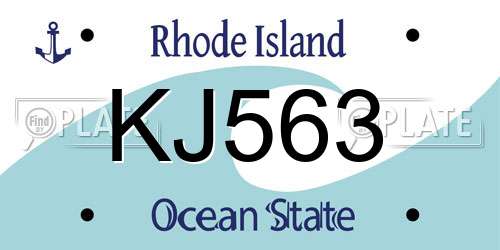 KJ563 Rhode Island License Plate
