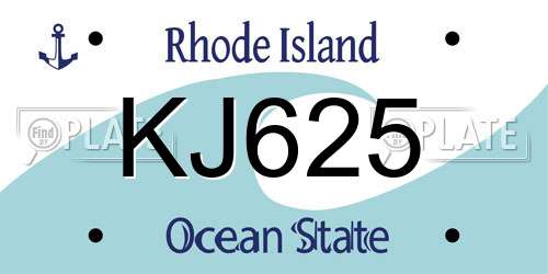 KJ625 Rhode Island License Plate