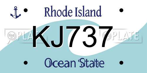 KJ737 Rhode Island License Plate