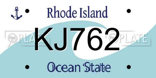 KJ762 Rhode Island License Plate
