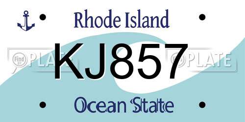 KJ857 Rhode Island License Plate
