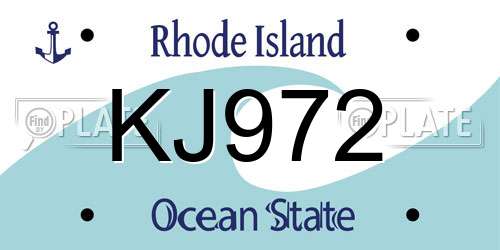 KJ972 Rhode Island License Plate