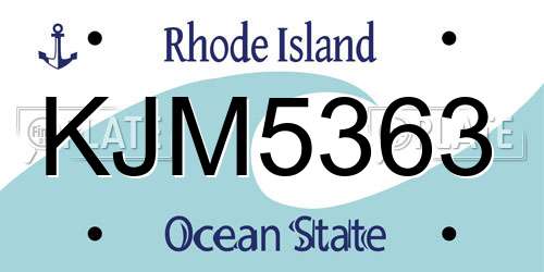 KJM5363 Rhode Island License Plate