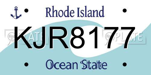 KJR8177 Rhode Island License Plate