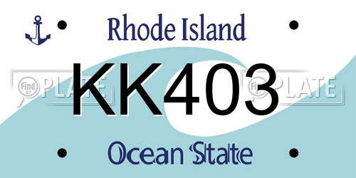 KK403 Rhode Island License Plate