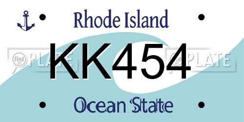 KK454 Rhode Island License Plate
