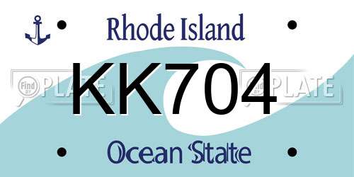 KK704 Rhode Island License Plate