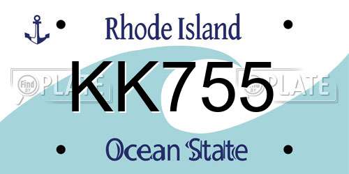 KK755 Rhode Island License Plate