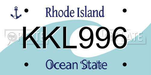 KKL996 Rhode Island License Plate