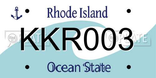 KKR003 Rhode Island License Plate