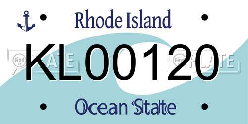KL00120 Rhode Island License Plate