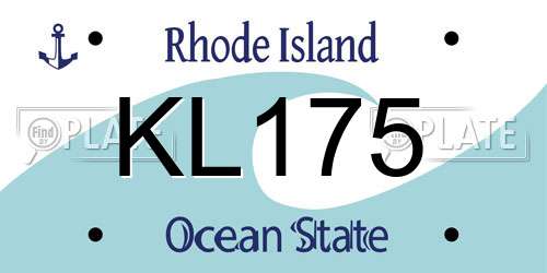 KL175 Rhode Island License Plate