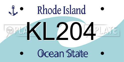KL204 Rhode Island License Plate