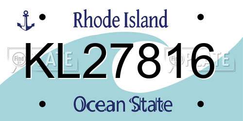 KL27816 Rhode Island License Plate