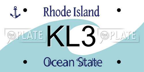 KL3 Rhode Island License Plate