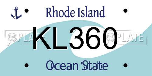KL360 Rhode Island License Plate