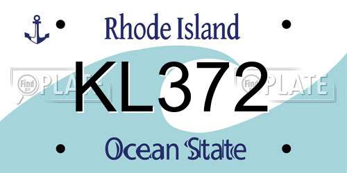 KL372 Rhode Island License Plate