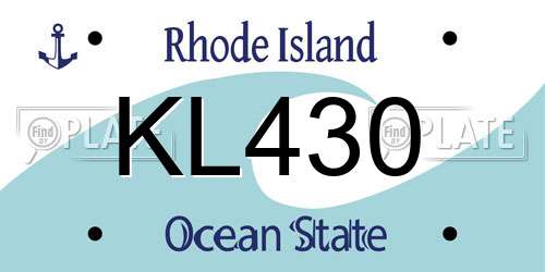 KL430 Rhode Island License Plate