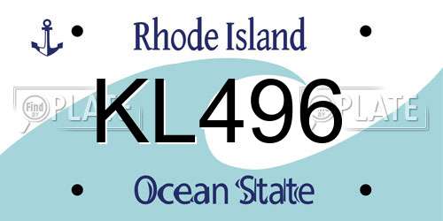 KL496 Rhode Island License Plate