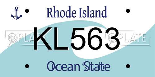 KL563 Rhode Island License Plate