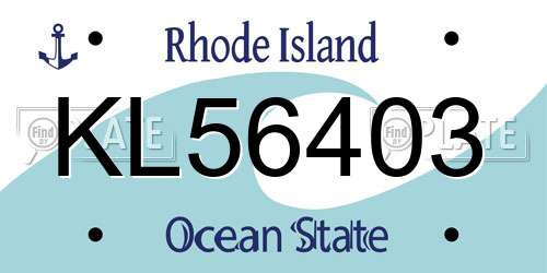 KL56403 Rhode Island License Plate