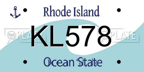 KL578 Rhode Island License Plate