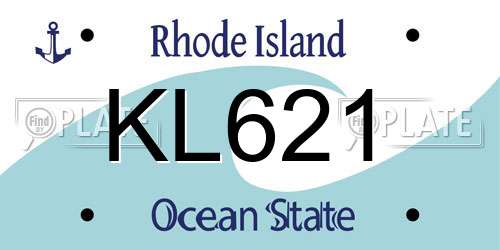 KL621 Rhode Island License Plate