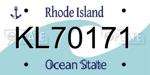 KL70171 Rhode Island License Plate