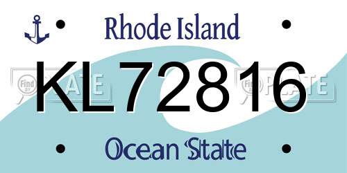 KL72816 Rhode Island License Plate
