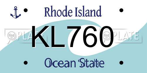 KL760 Rhode Island License Plate