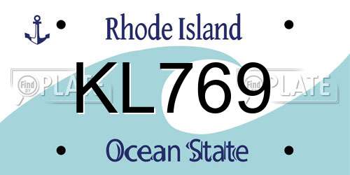 KL769 Rhode Island License Plate