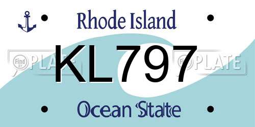 KL797 Rhode Island License Plate
