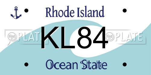 KL84 Rhode Island License Plate