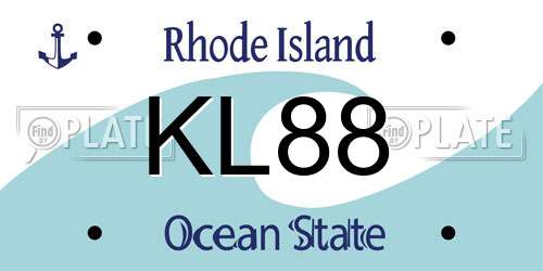KL88 Rhode Island License Plate