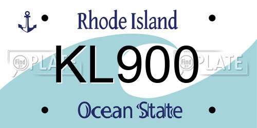 KL900 Rhode Island License Plate