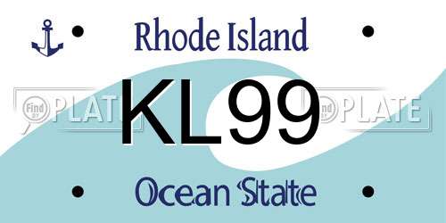 KL99 Rhode Island License Plate