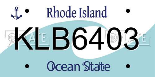 KLB6403 Rhode Island License Plate