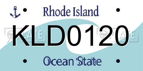 KLD0120 Rhode Island License Plate